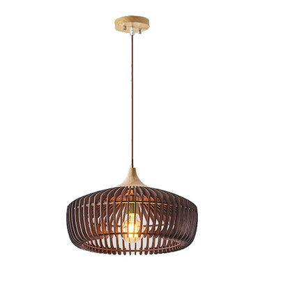 Nordic Japanese Pendant Light | 16.9 x 11 x 47.2 in | Wooden Dome Shade | Adjustable Height | E27 Bulb | Brick by Brick