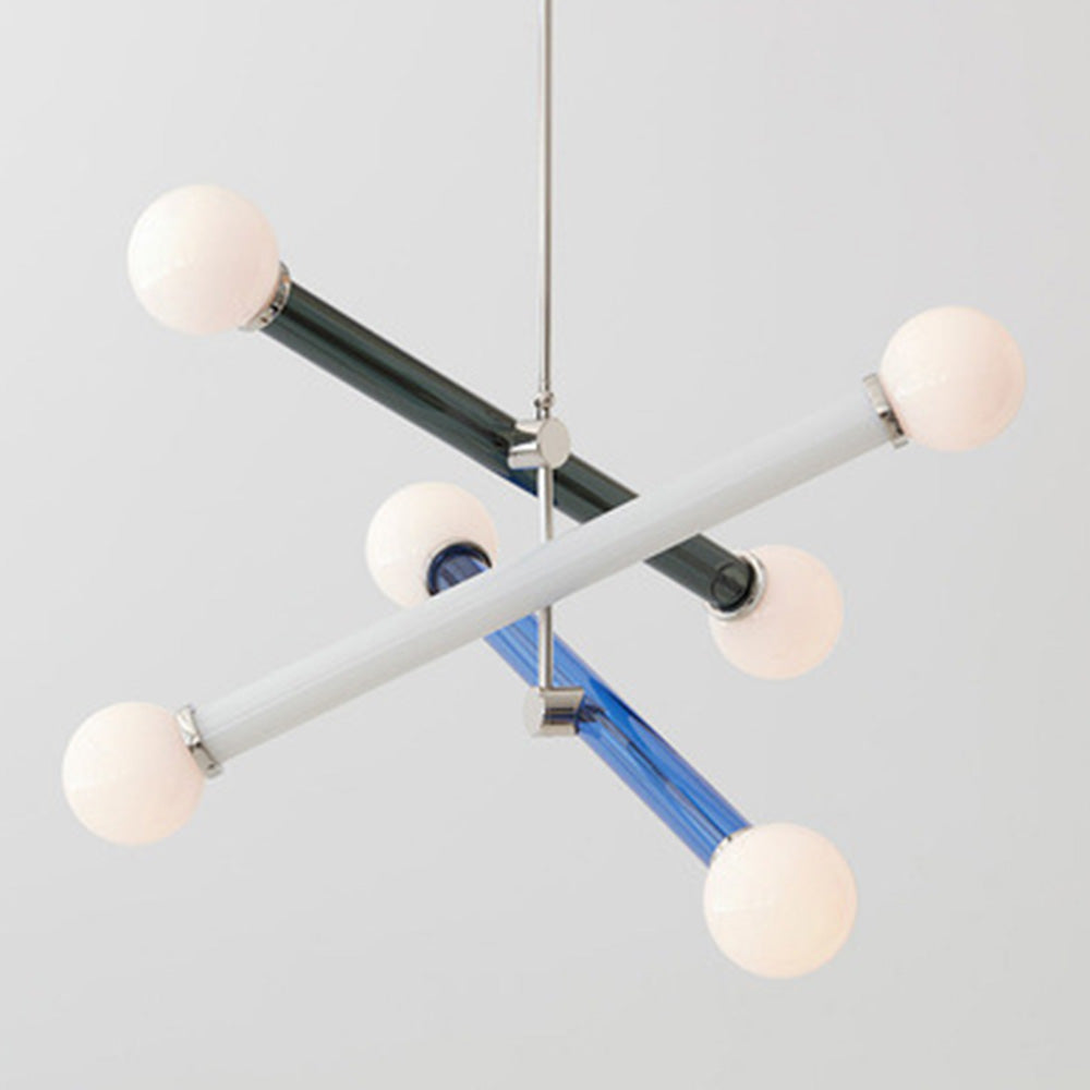 Colorful Glass Long Chandelier | 6-Light | 25.59"x27.56| Artistic Statement Lighting | Brick by Brick