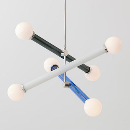 Colorful Glass Long Chandelier | 6-Light | 25.59"x27.56| Artistic Statement Lighting | Brick by Brick