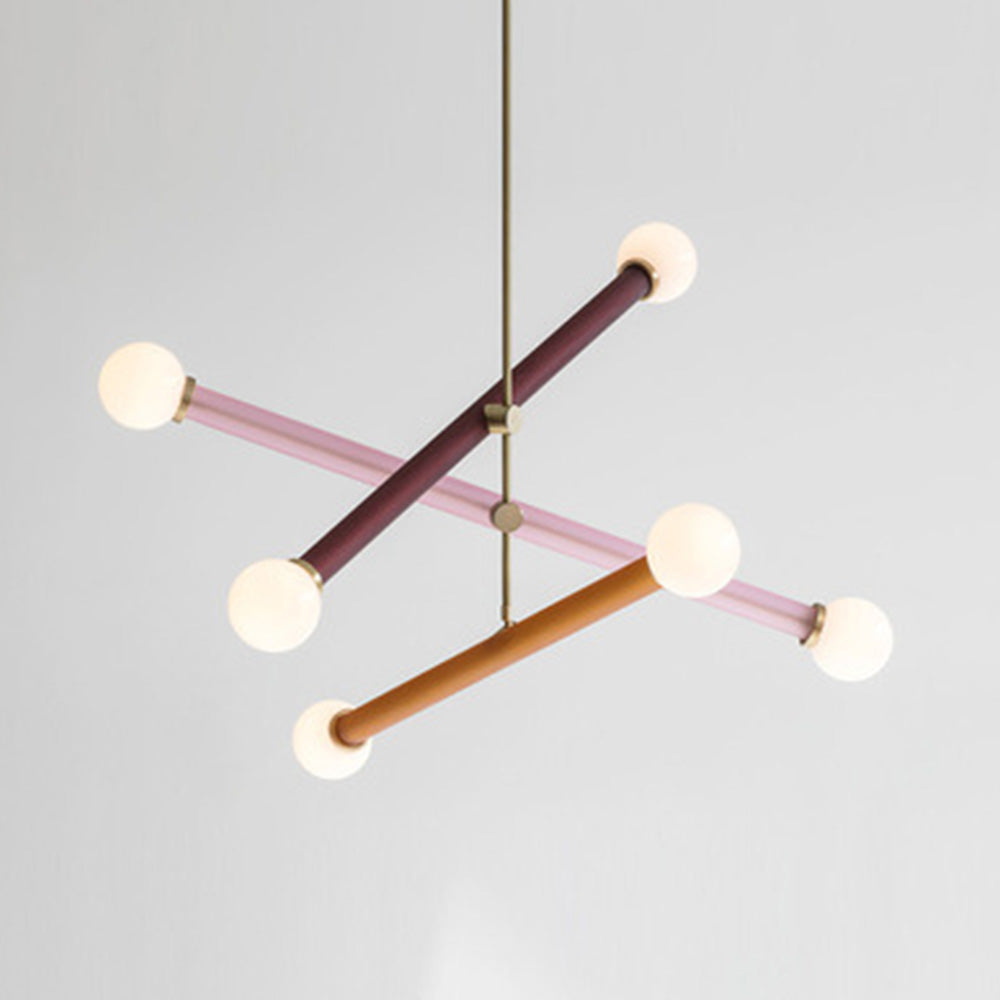 Colorful Glass Long Chandelier | 6-Light | 25.59"x27.56| Artistic Statement Lighting | Brick by Brick