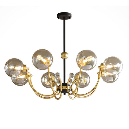 Modern Chrome Chandelier | Nordic Glass Ceiling Light | 25.6–37 x 29.5 in | Contemporary Home Lighting | Brick by Brick