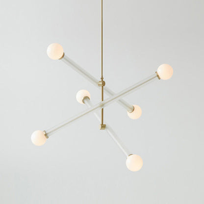 Colorful Glass Long Chandelier | 6-Light | 25.59"x27.56| Artistic Statement Lighting | Brick by Brick