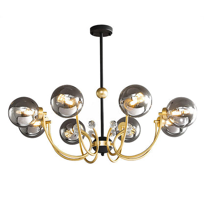 Modern Chrome Chandelier | Nordic Glass Ceiling Light | 25.6–37 x 29.5 in | Contemporary Home Lighting | Brick by Brick