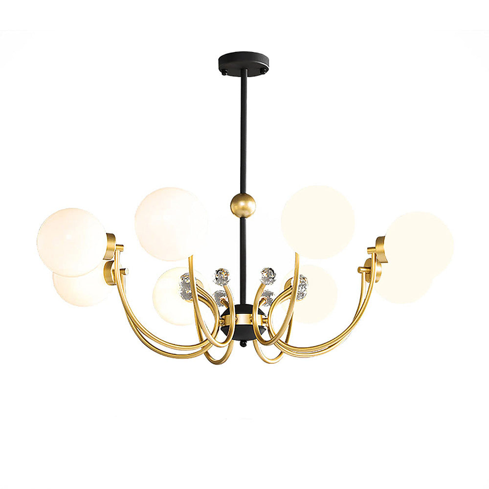 Modern Chrome Chandelier | Nordic Glass Ceiling Light | 25.6–37 x 29.5 in | Contemporary Home Lighting | Brick by Brick