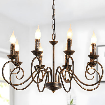 Vintage Bronze Chandelier | 4/6/8 Light Dining Room Ceiling Fixture in Iron | Brick by Brick