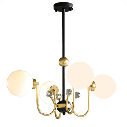 Modern Chrome Chandelier | Nordic Glass Ceiling Light | 25.6–37 x 29.5 in | Contemporary Home Lighting | Brick by Brick