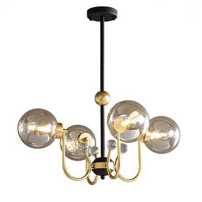 Modern Chrome Chandelier | Nordic Glass Ceiling Light | 25.6–37 x 29.5 in | Contemporary Home Lighting | Brick by Brick