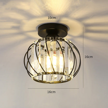 Modern Black Cage Ceiling Light | Iron Frame with Clear Glass Panels | E27 Bulb | Brick by Brick