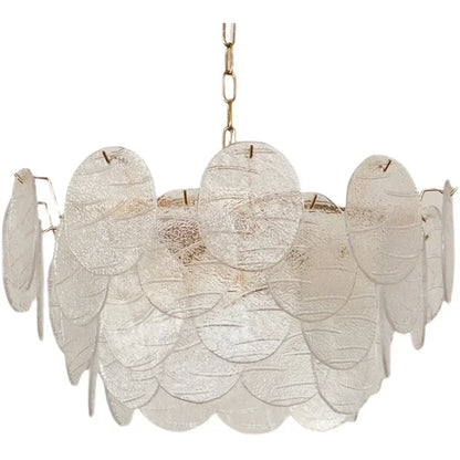 Glass Disc Chandelier | Modern Pendant Light | Iron & Glass | Adjustable Chain | E14 Bulb Fixture | Brick by Brick