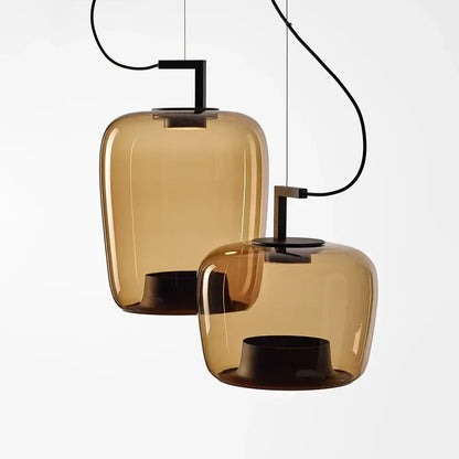 Modern Glass Pendant Light | 13.8-17.4 in | LED Hanging Lamp | Indoor Ceiling Fixture | Brick by Brick