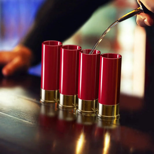 Plastic Shot Glasses Set |  3.6 x 1.2 in 36ml | Bullet Shape Drinking Cups | 4pcs Durable Party Liquor Glasses | Brick by Brick