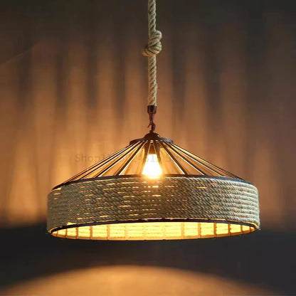 Classical Rope Chandelier | 11.8in x 5.7 in | Industrial Iron Pendant Light | E27 Hanging Lamp for Dining & Bedroom | Brick by Brick