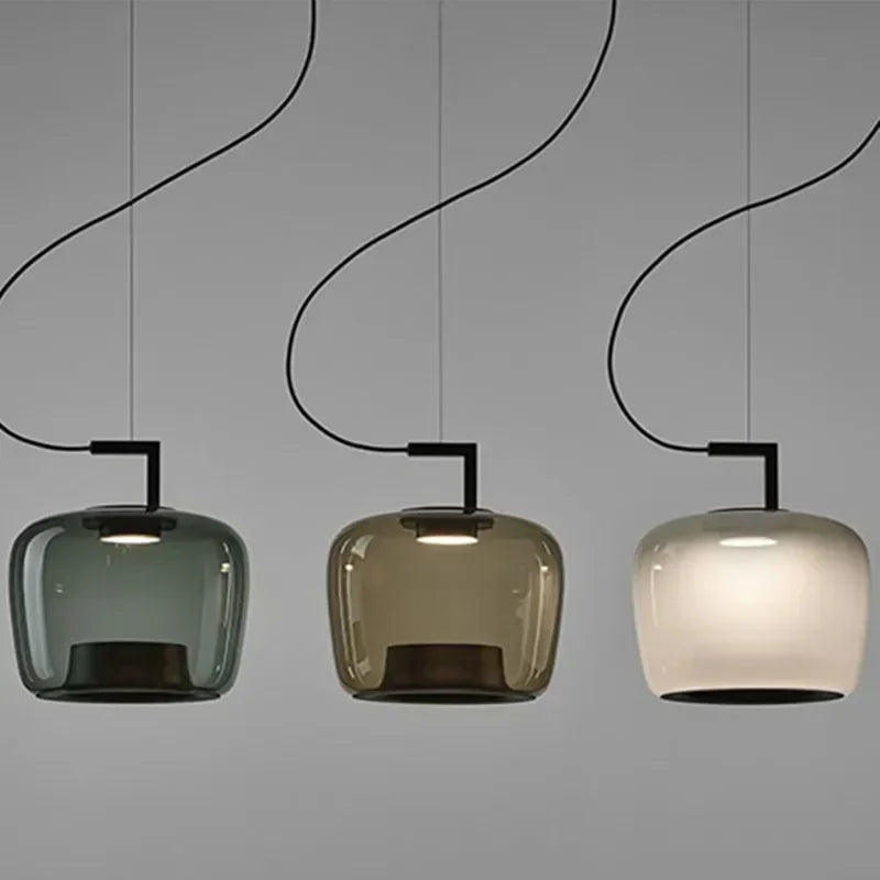 Modern Glass Pendant Light | 13.8-17.4 in | LED Hanging Lamp | Indoor Ceiling Fixture | Brick by Brick