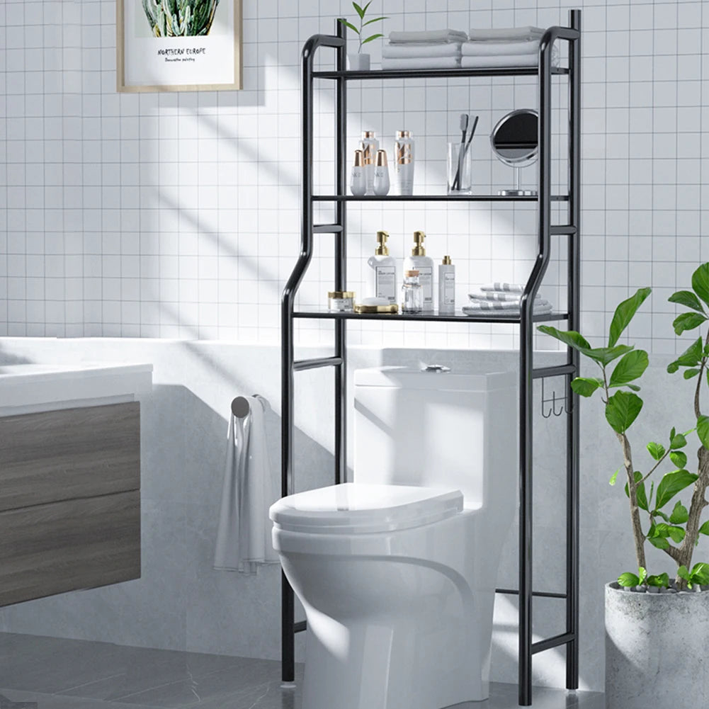 Black Metal Toilet Rack | 3-Tier Over Toilet Storage Organizer | Bathroom Shelf | Brick by Brick