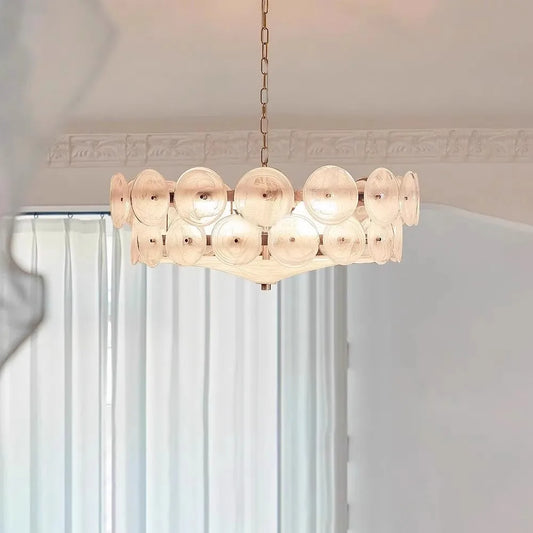 French Glass Pendant Chandelier | 23.6 in or 31.5 in| Glass Stone | Retro Nordic Style | Elegant Lighting Fixture | Brick by Brick