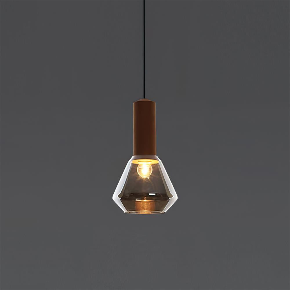 Minimalist Glass Pendant | 7.4 x 12.9 in | Frosted Shade | Wood Holder | E26/E27 Bulb | Brick by Brick