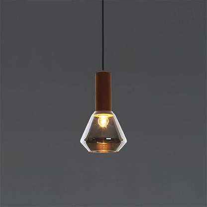 Minimalist Glass Pendant | 7.4 x 12.9 in | Frosted Shade | Wood Holder | E26/E27 Bulb | Brick by Brick