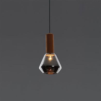 Minimalist Glass Pendant | 7.4 x 12.9 in | Frosted Shade | Wood Holder | E26/E27 Bulb | Brick by Brick