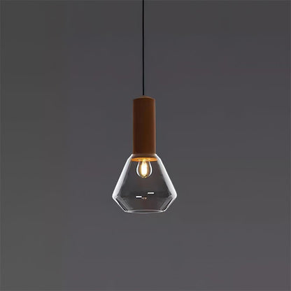 Minimalist Glass Pendant | 7.4 x 12.9 in | Frosted Shade | Wood Holder | E26/E27 Bulb | Brick by Brick