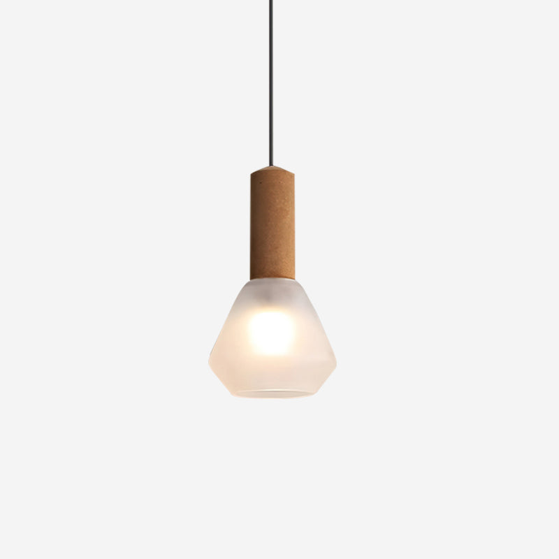 Minimalist Glass Pendant | 7.4 x 12.9 in | Frosted Shade | Wood Holder | E26/E27 Bulb | Brick by Brick