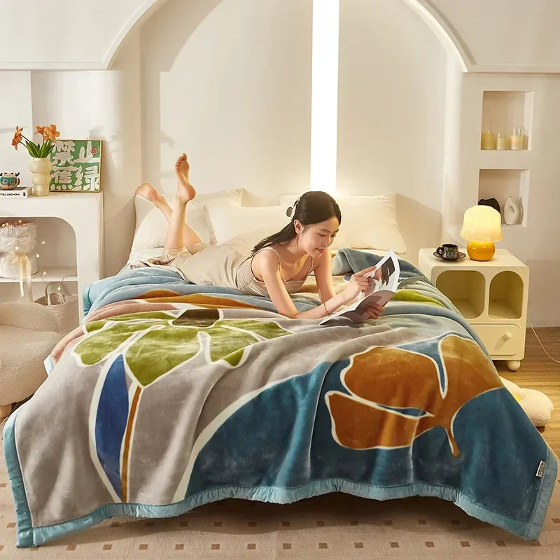 Weighted Blankets Double Layer Raschel Throw | 59 - 79 in | Soft Warm Faux Fur Mink Blanket | Fluffy Plush Microfiber Quilt | Brick by Brick