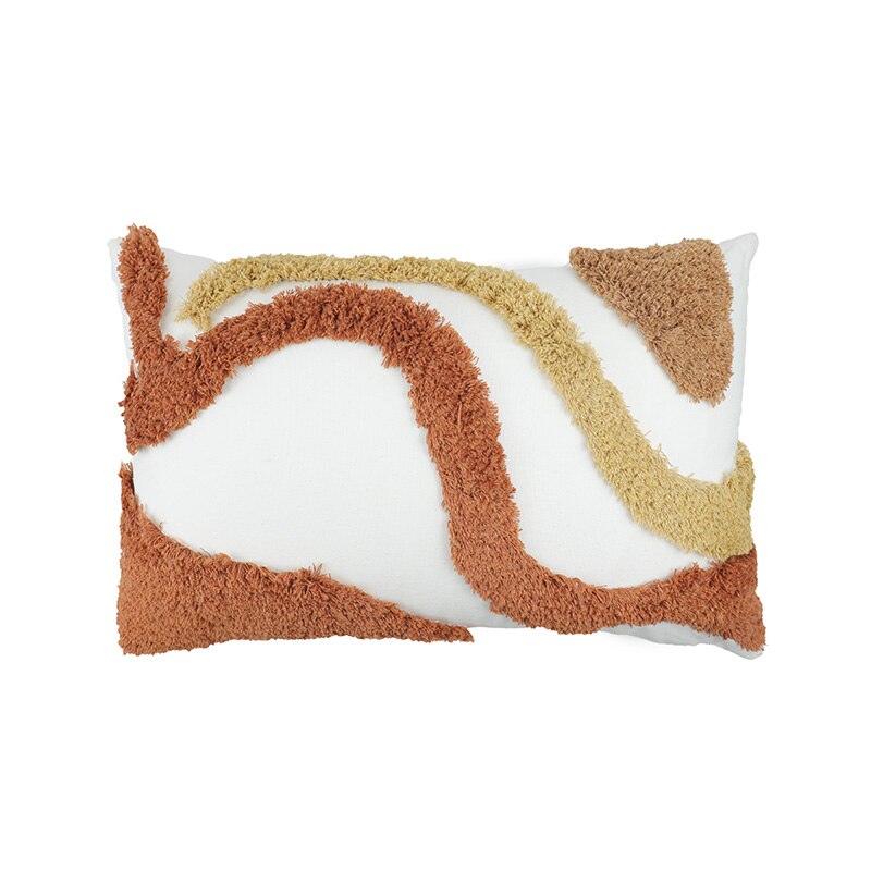Japandi Artistic Pillow | Cotton & Linen | Beige Striped | Soft, Decorative Accent | Home & Bedroom