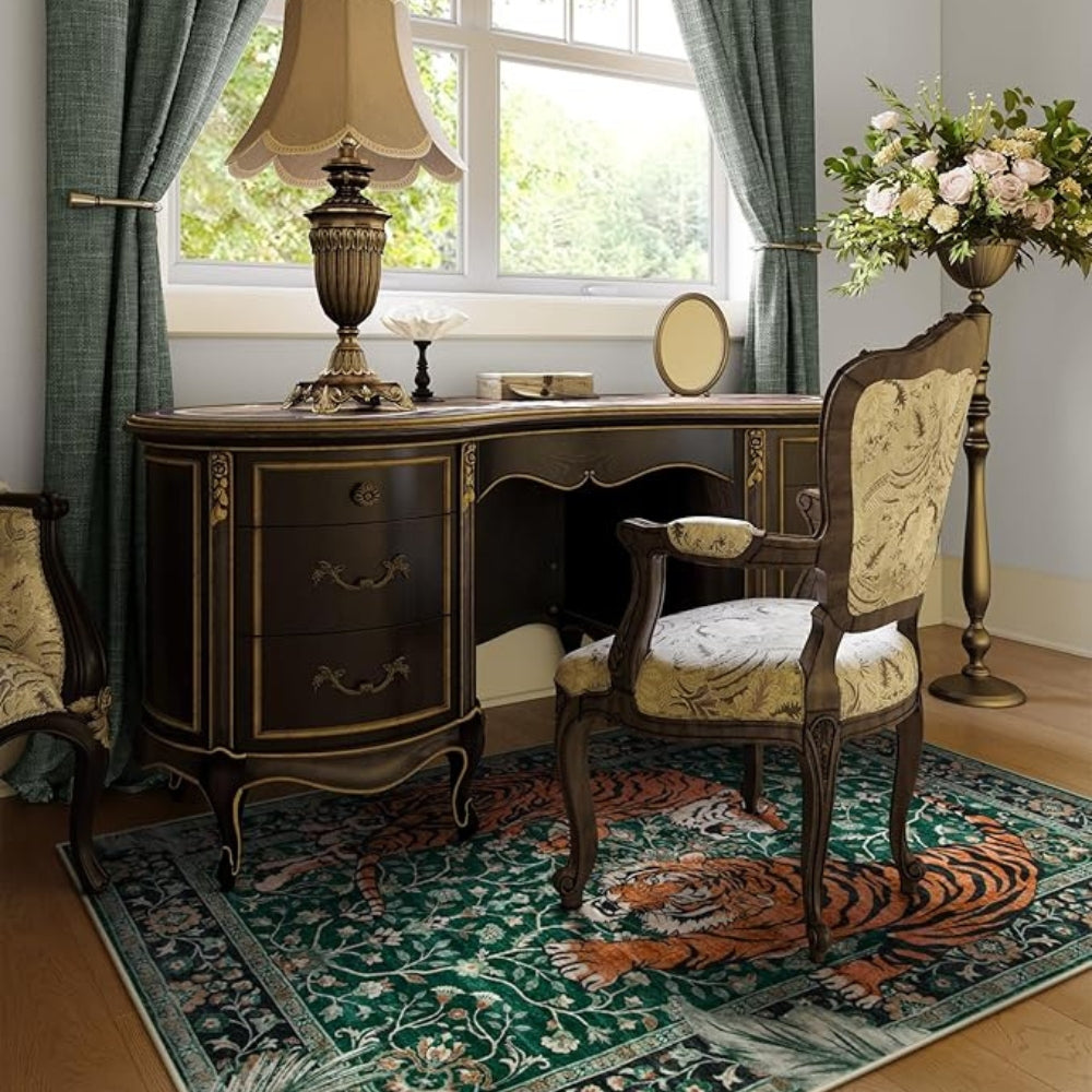 Tiger Print Living Room Rug | 15.7 - 23.6 in | Soft Polyester | Modern Stylish Decor | Brick by Brick