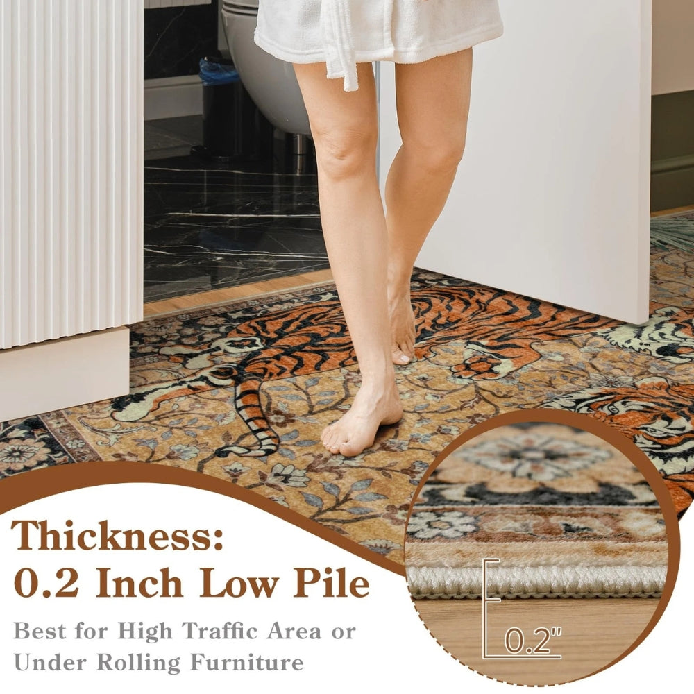 Tiger Print Living Room Rug | 15.7 - 23.6 in | Soft Polyester | Modern Stylish Decor | Brick by Brick