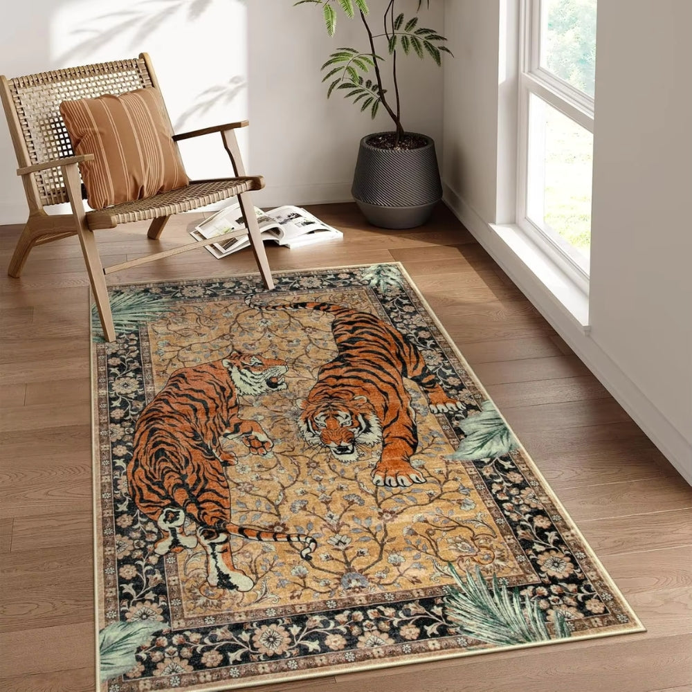 Tiger Print Living Room Rug | 15.7 - 23.6 in | Soft Polyester | Modern Stylish Decor | Brick by Brick