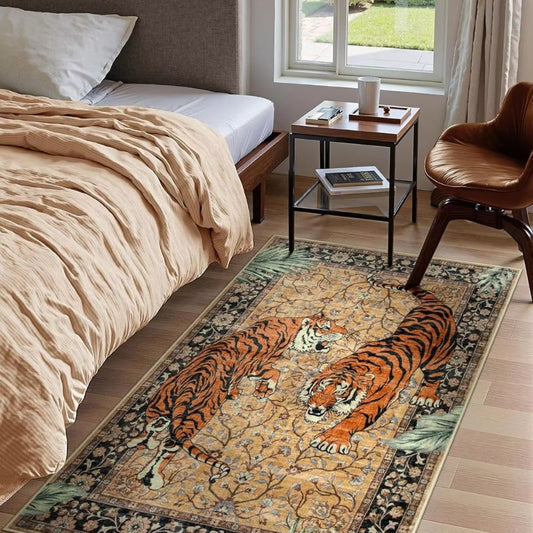 Tiger Print Living Room Rug | 15.7 - 23.6 in | Soft Polyester | Modern Stylish Decor | Brick by Brick
