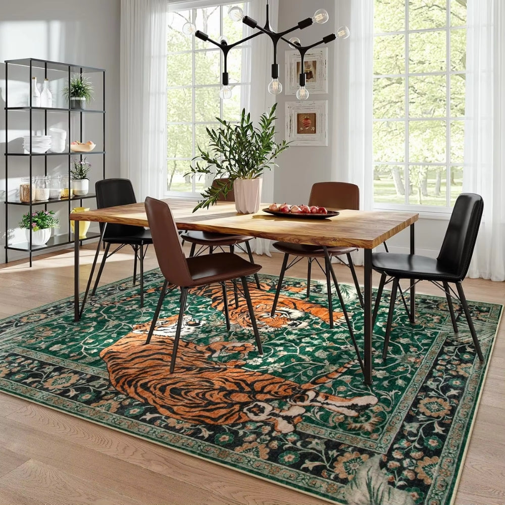 Tiger Print Living Room Rug | 15.7 - 23.6 in | Soft Polyester | Modern Stylish Decor | Brick by Brick