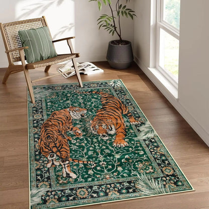 Tiger Print Living Room Rug | 15.7 - 23.6 in | Soft Polyester | Modern Stylish Decor | Brick by Brick
