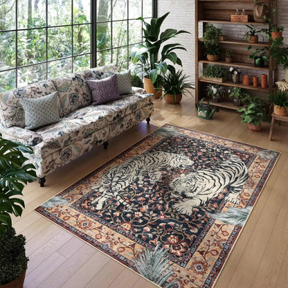 Tiger Print Living Room Rug | 15.7 - 23.6 in | Soft Polyester | Modern Stylish Decor | Brick by Brick