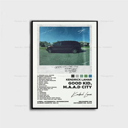 Kendrick Lamar Album Canvas Wall Art | 7.9 - 19.7 in | Good Kid Maad City Poster | Hip Hop Music Decor | Unframed | Brick by Brick