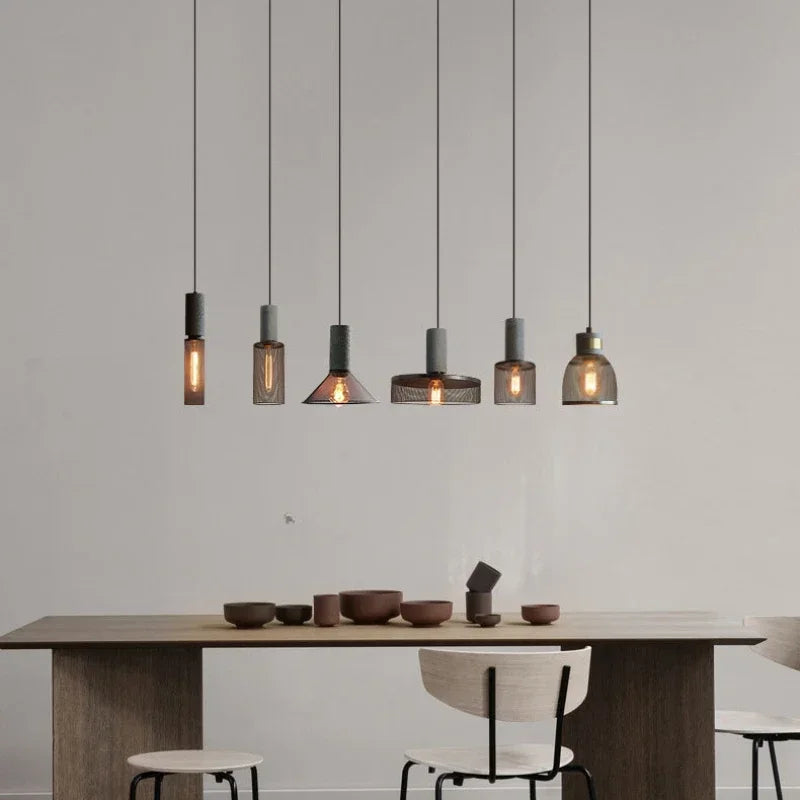 Nordic Industrial Cement Chandelier | H7.9 - 13.8 in | Vintage Iron Pendant Ceiling Light | Brick by Brick