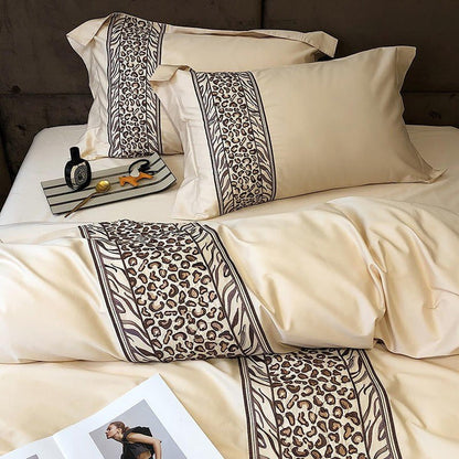 Egyptian Cotton Bedding Set | 86.6 or 90.6 in | Embroidered Design | Soft Durable Luxury Duvet Cover Set | Brick by Brick