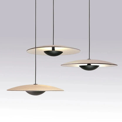 Modern Creative Chandelier | LED Ceiling Pendant Light | Black & Wood Grain Design | Adjustable Sizes | Brick by Brick