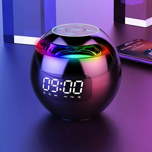 LED Smart Clock Speaker | 3.3 x 3.3 in | RGB Light Bluetooth Alarm | Multifunction Digital Display | Brick by Brick
