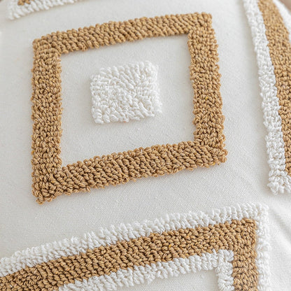Geometric Japandi Pillowcase | Cotton Linen Cover | Scandinavian Japanese Style | Decorative Neutral Accent | Brick by Brick