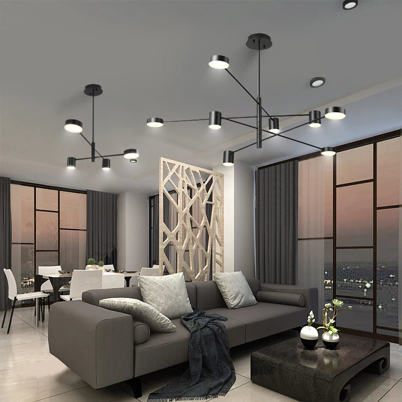 Nordic Chandelier | 4-10 Heads | Modern Black Ceiling Light | Creative Wrought Iron Fixture | LED Included | Brick by Brick
