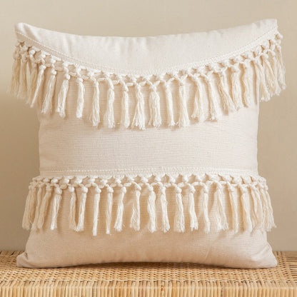 Japandi Cotton Linen Pillow Cover | Beige Woven Design | Modern Cushion Case | Minimalist Home Décor | Brick by Brick