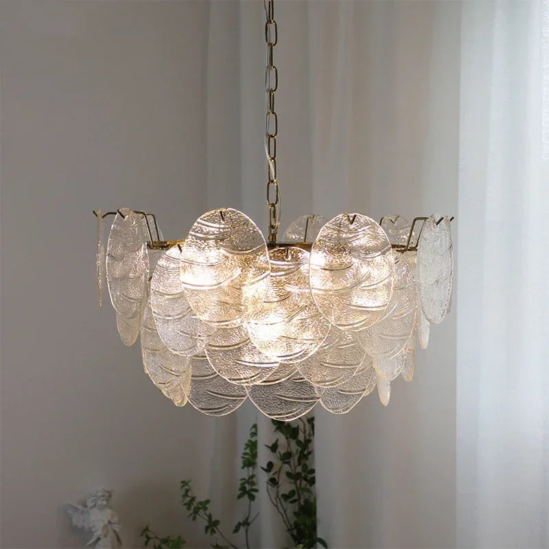 Glass Disc Chandelier | Modern Pendant Light | Iron & Glass | Adjustable Chain | E14 Bulb Fixture | Brick by Brick