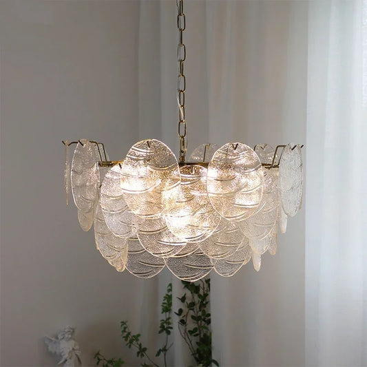Glass Disc Chandelier | Modern Pendant Light | Iron & Glass | Adjustable Chain | E14 Bulb Fixture | Brick by Brick