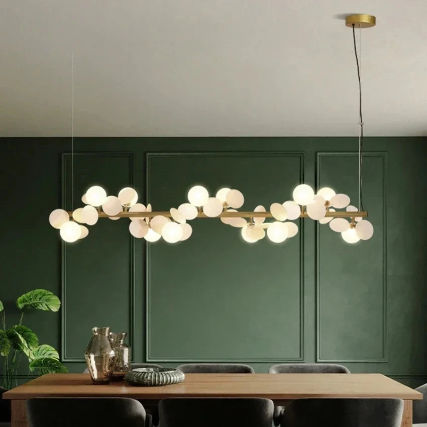 Modern Nordic Glass Ball Chandelier | 6 - 12 Heads | Long Gold Iron Pendant Light | LED Hanging Lamp | Brick by Brick