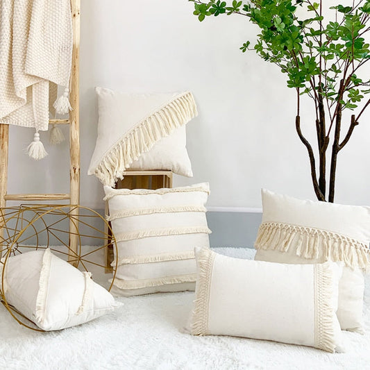 Japandi Cotton Linen Pillow Cover | Beige Woven Design | Modern Cushion Case | Minimalist Home Décor | Brick by Brick