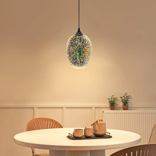 Vintage 3D LED Pendant Lamp |  8.66 × 12.59 in | Colorful Glass Fireworks Chandelier | Brick by Brick