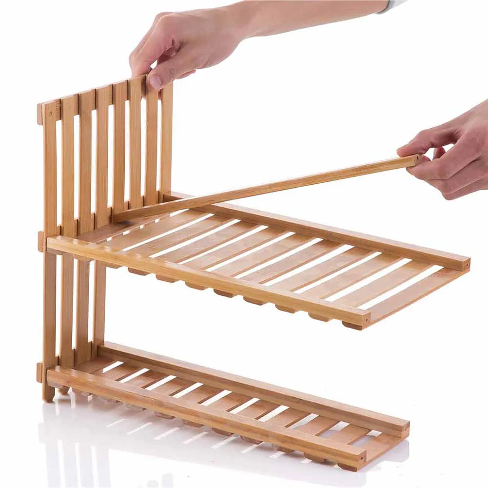 Compact Wooden Display Shelf | 18.5 × 8.3 × 11.8 in | 2-Tier Desk Organizer | Plant Stand | Brick by Brick
