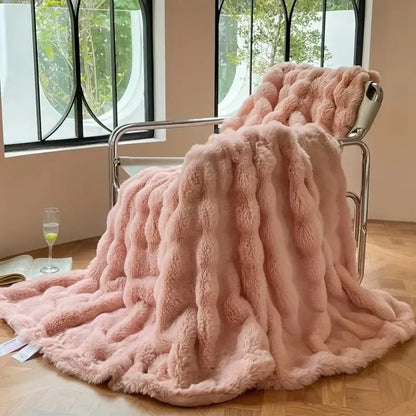Faux Fur Throw Blanket | Double-Sided Soft Plush Polyester | Warm Decorative Sofa & Bed Blanket | Brick By Brick