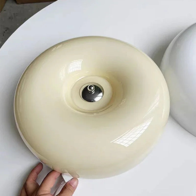 Bauhaus Ceiling Lamp | Dia 12.6 - 18.1 in | Nordic Glass LED Flush Mount Light | Simple Modern Pudding Style | Brick by Brick