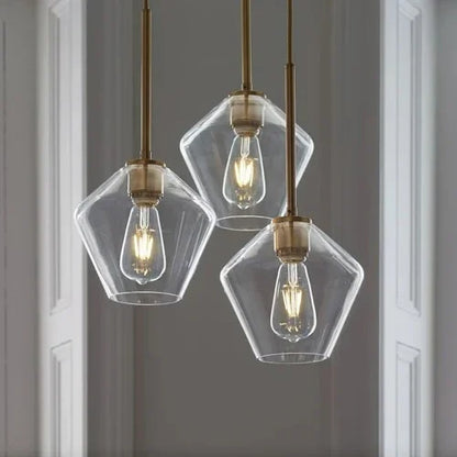 Amber Glass LED Chandelier | Modern Dimmable Pendant Light | Indoor Bedroom Living Room | Brick by Brick